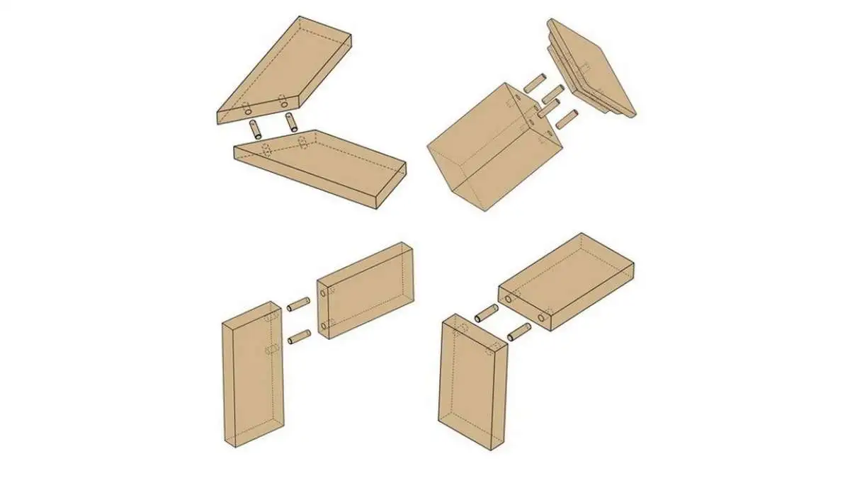 a picture of dowel joint, one of type of wood joints